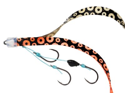画像1: ダイワ(DAIWA)☆紅牙 替えユニットβ SS やり過ぎカーリー3本針 蛸足ケイムラオレンジ＋グローラメ