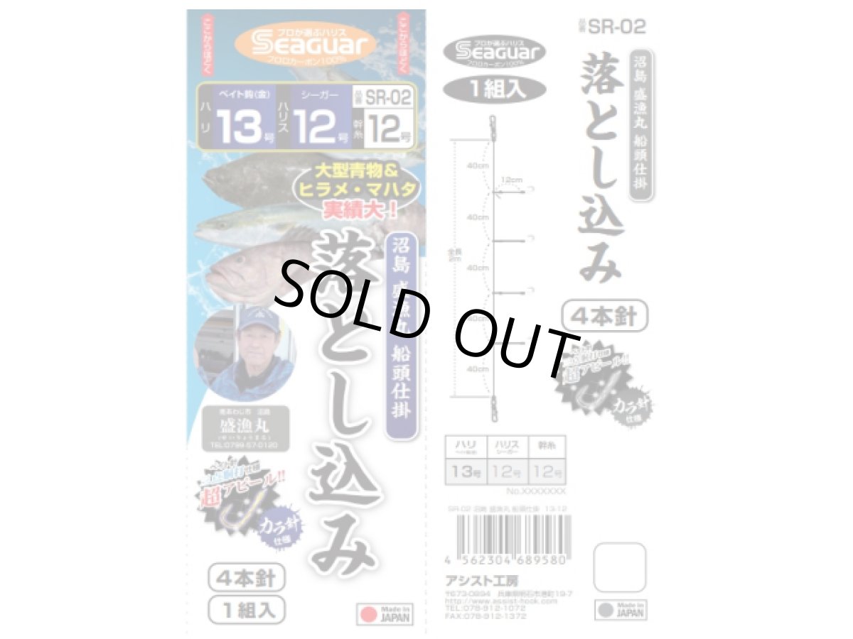画像1: アシスト工房☆SR-02 盛漁丸 落とし込み仕掛け 4本針　13-12 (1)